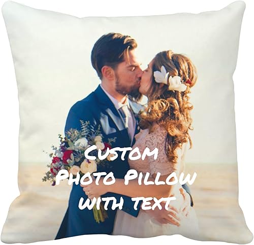 Funda de almohada personalizada con foto y texto, regalos de recuerdo de boda, almohadas decorativas de 18 x 18 pulgadas