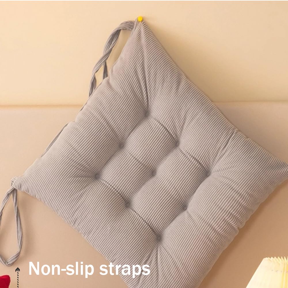 Gerippte Premium-Kissen aus Samt mit rutschfesten Bändern, quadratisches Plüschkissen für Kinder und Erwachsene, gemütlich, weiche Kissen für Sofa, Hellgrau, 50 cm