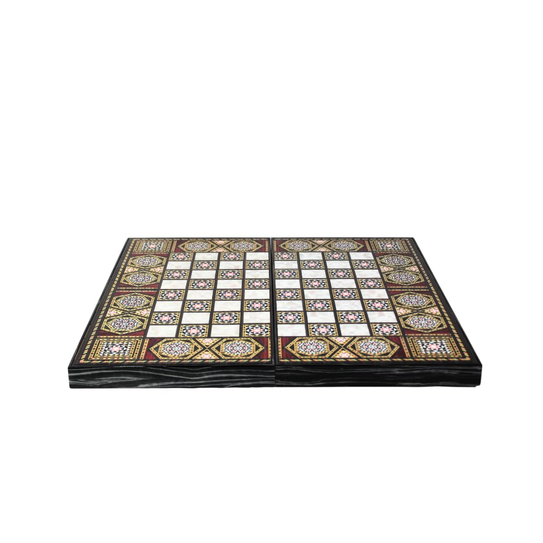 Juego de backgammon de madera con diseño de madreperla de 50,8 cm