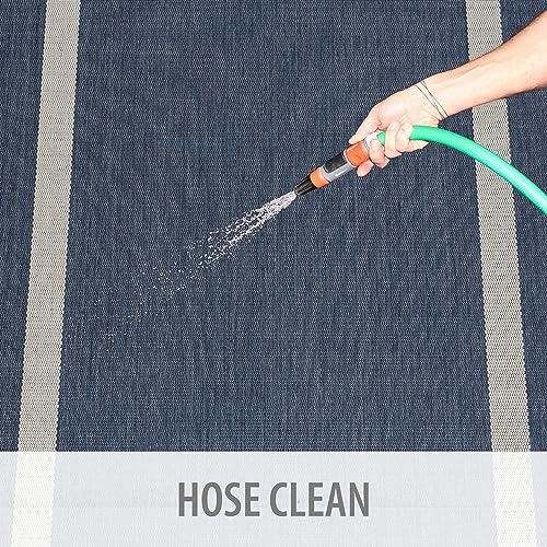 Camilson Outdoor Rug - Modern Area Rugs For Indoor And Outdoor Patios, Kitchen And Hallway Mats - Washable Outside Carpet (5X7, Bordered - Blue) #TOP7