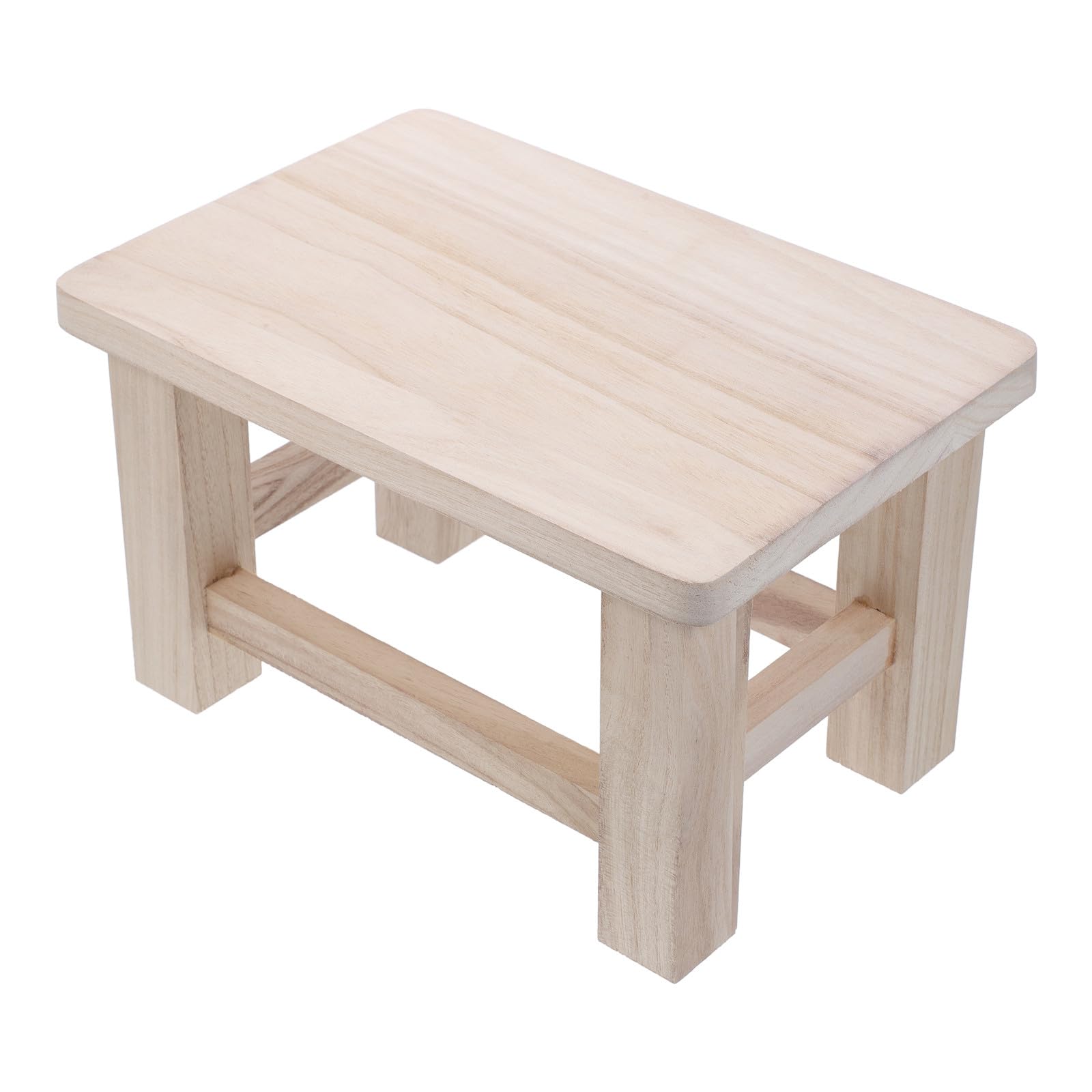 Petit tabouret compact en bois massif beige Alasum pour assise et marchepied enfant