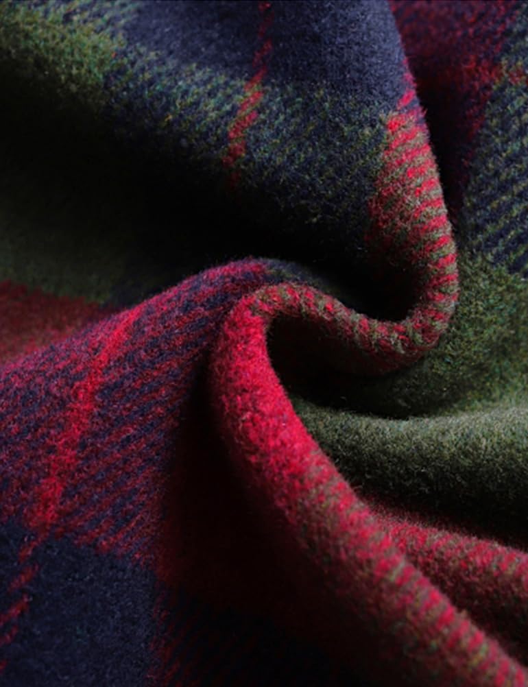 Women's Plaid Skirt Warm Elastic Waist Wool A-Line Pleated Tartan Winter Long Skirts - Image 4