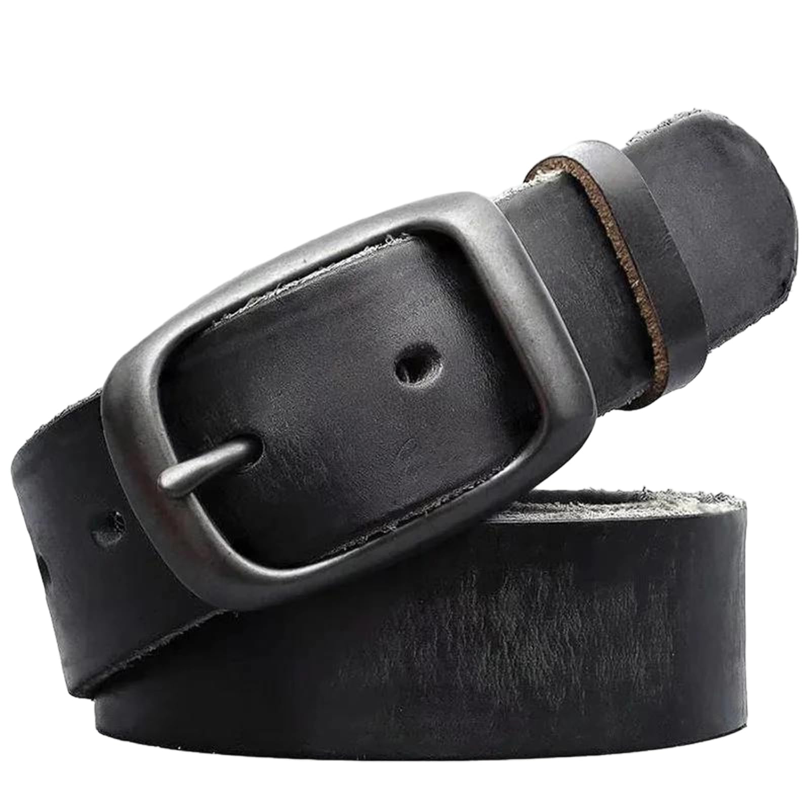 Yeuyyben Cinturón de piel auténtica para hombre con hebilla de metal, accesorio de moda casual para negocios