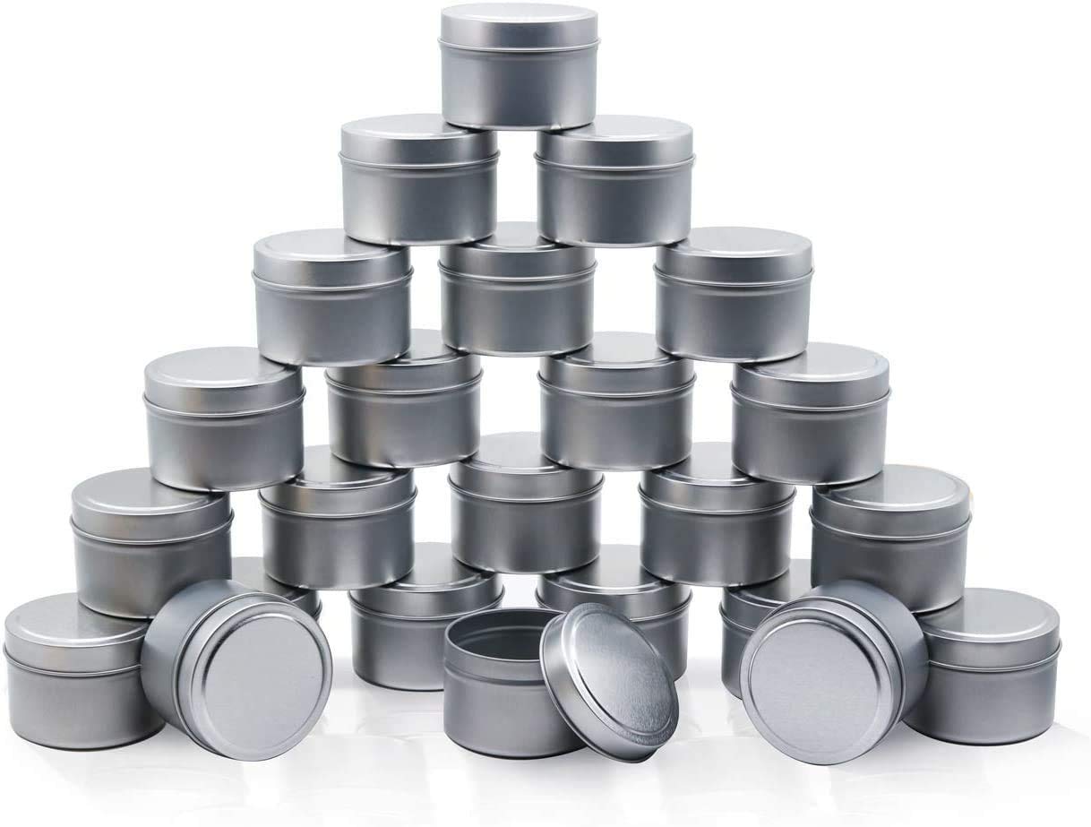 Puszka na świece 24 sztuki, 150ml, pojemniki na świece, słoiki do produkcji świec - dostępne w kolorze srebrnym, czarnym, złotym (Silver)