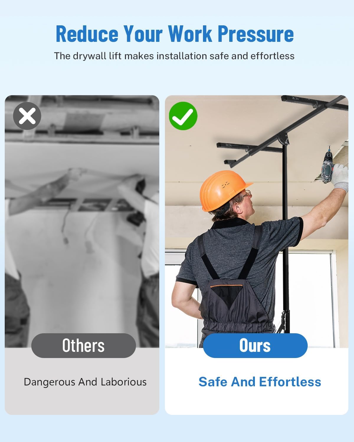11 FT Drywall Lift Jack, 150LB Capacity Drywall Hoist