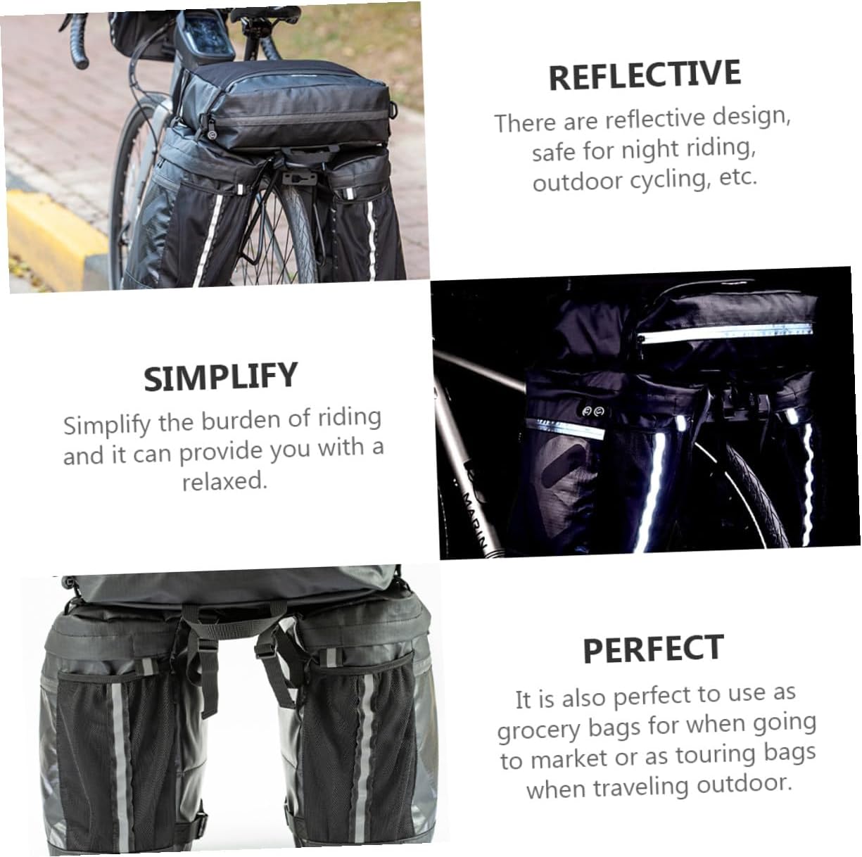 Waterproof Bike Travel Bag 50l Mountain Bike Rear Seat Shelf Bag 3-in-1 Cycling Saddle Pannier for Long-distance Commuting and Outdoor Riding