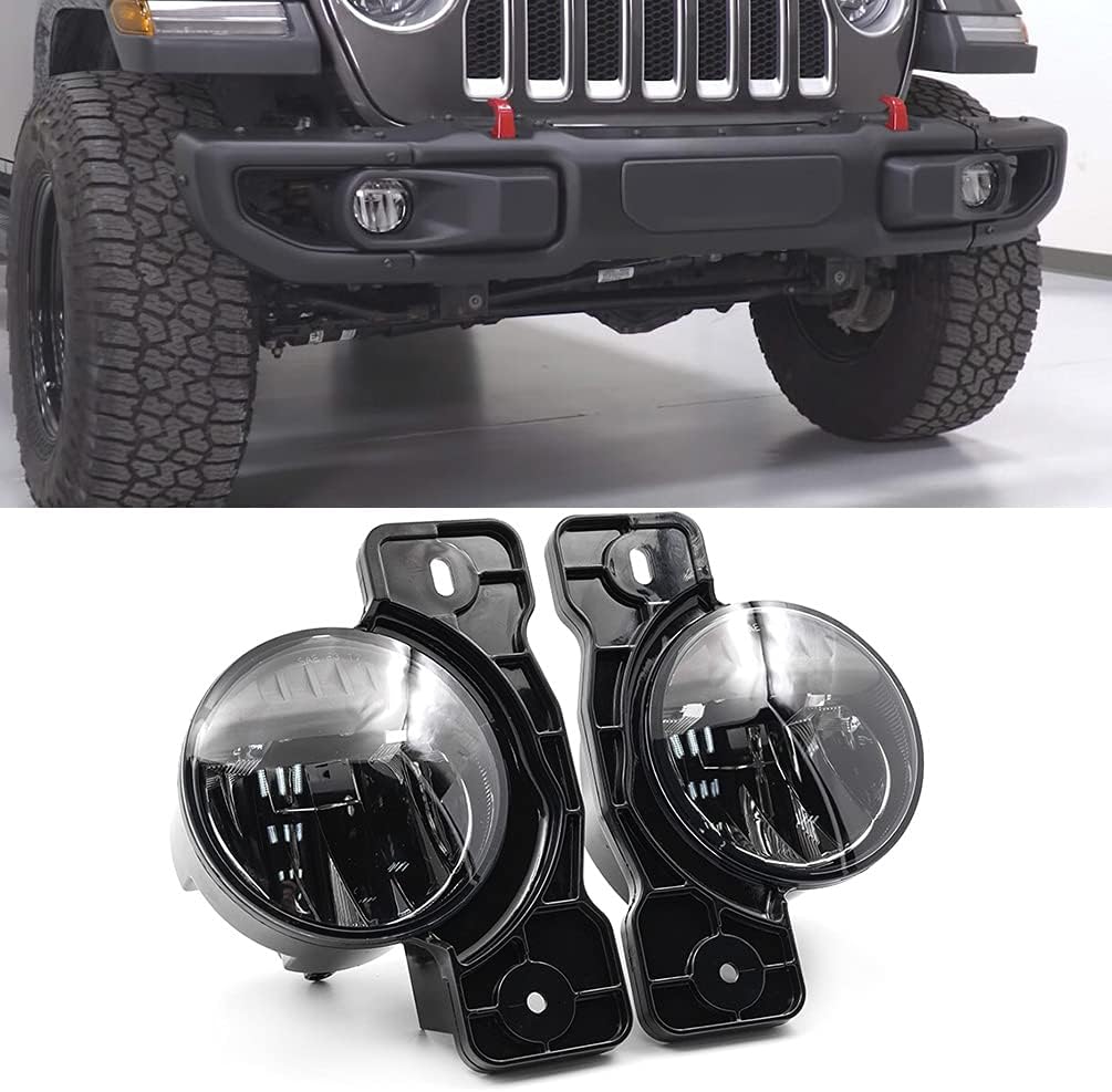 NJSBYL White LED Fog Light Lits for J.eep Wrangler JK/Wrangler JL/Gladiator JT Front Bumper Fog Lamps
