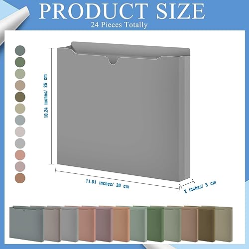 Miniatura 2 de Fainne 24 carpetas de archivos de bolsillo expandibles, tamaño carta, archivo de expansión de 2 pulgadas, pestañas de corte recto, organizador de