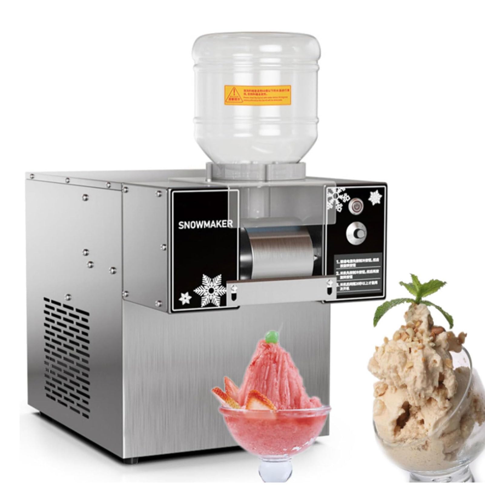 Máquina de helado comercial de sobremesa, máquina eléctrica para hacer copos de nieve, máquina automática de hielo raspado para food trucks, restaurantes, tiendas de té con leche y hogares,60kg/Day