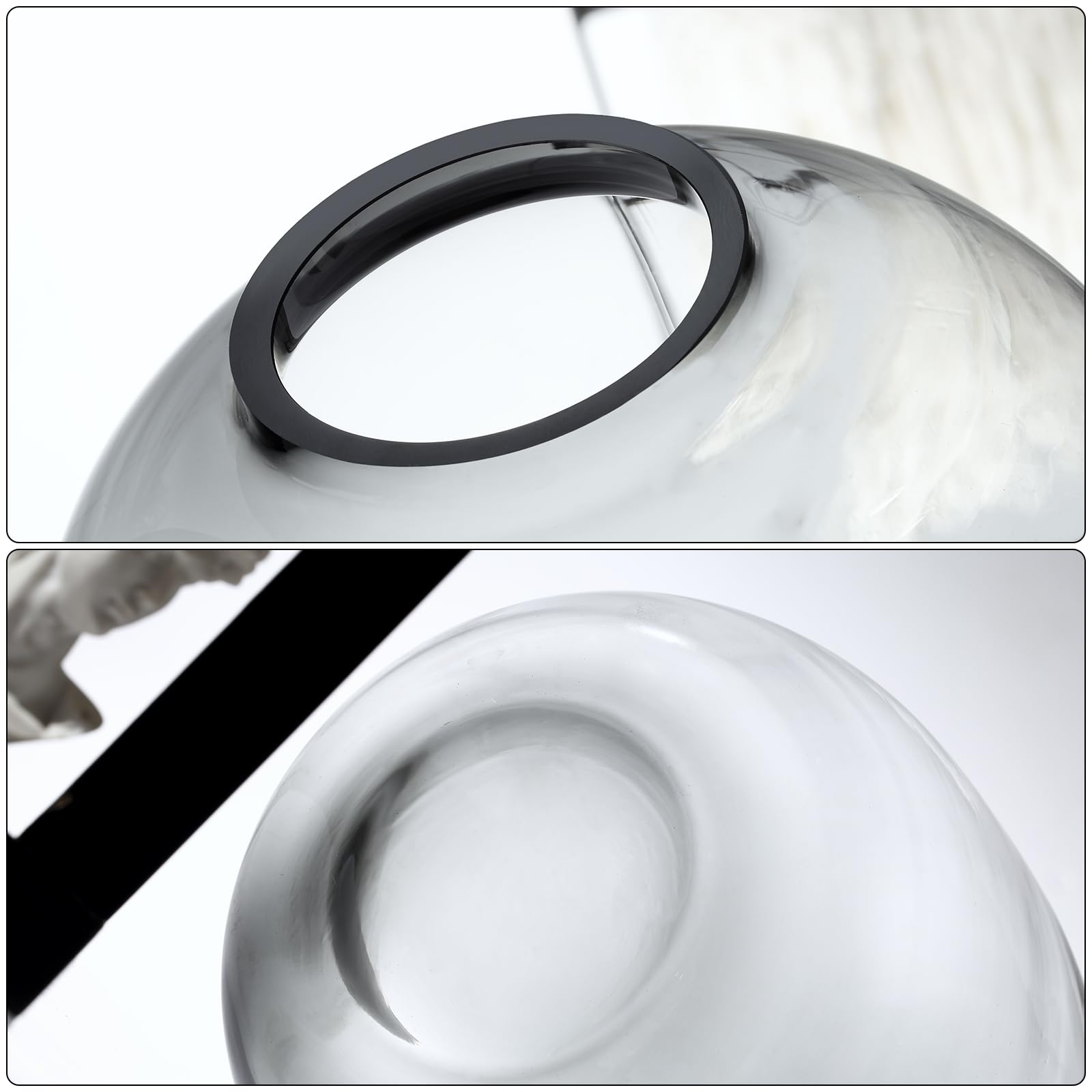 Jarrón de cristal, grandes jarrones ovalados grises, jarrón de vidrio soplado a mano de 10 pulgadas para decoración del hogar, centro de mesa moderno, regalo único (gris, grande)