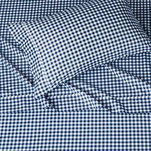 Amazon Basics Lightweight Super Soft Easy Care Microfiber Bed Sheet Set With 14" Deep Pockets - Twin, Gingham Plaid #TOP1