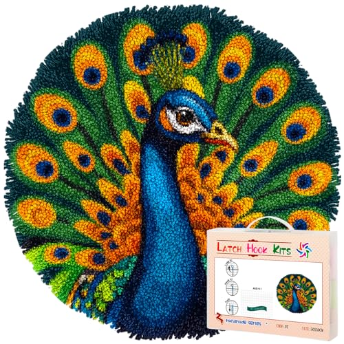Latch Hook Rug Kit Peacock Stamped