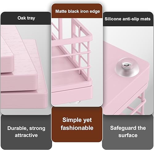 Vista 103 de Wican Bandeja para toallas de invitados para baño, soporte de servilletas de roble y hierro para tocador, mesa de comedor, cesta de madera