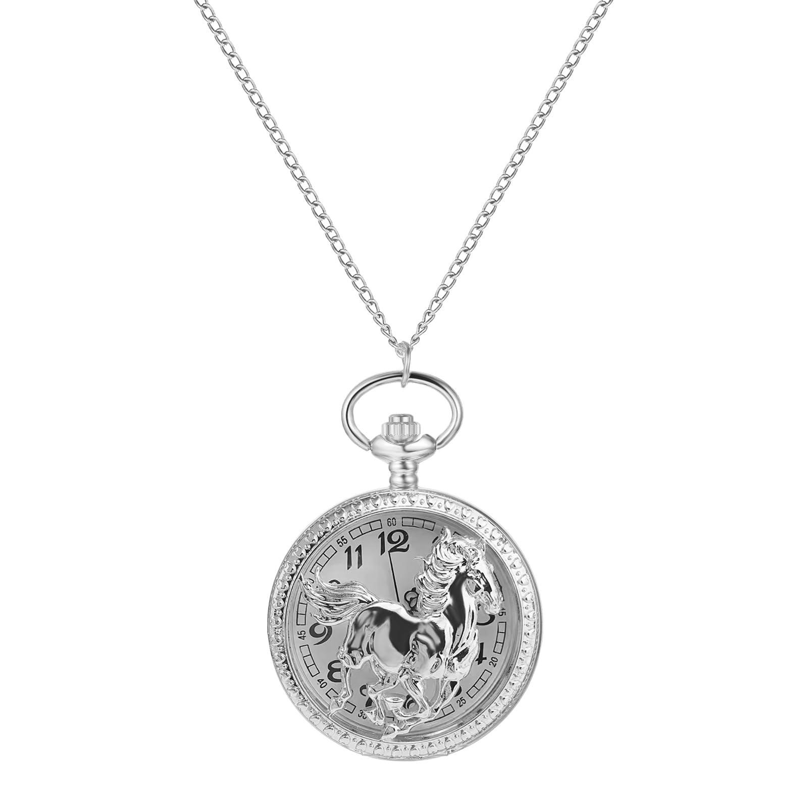 JewelryWe Muttertagsgeschenk Retro Taschenuhr mit Kette Damen Herren Analog Quarz Kettenuhr Vintage Uhr Anhänger mit Halskette Geschenk für Frauen Männer