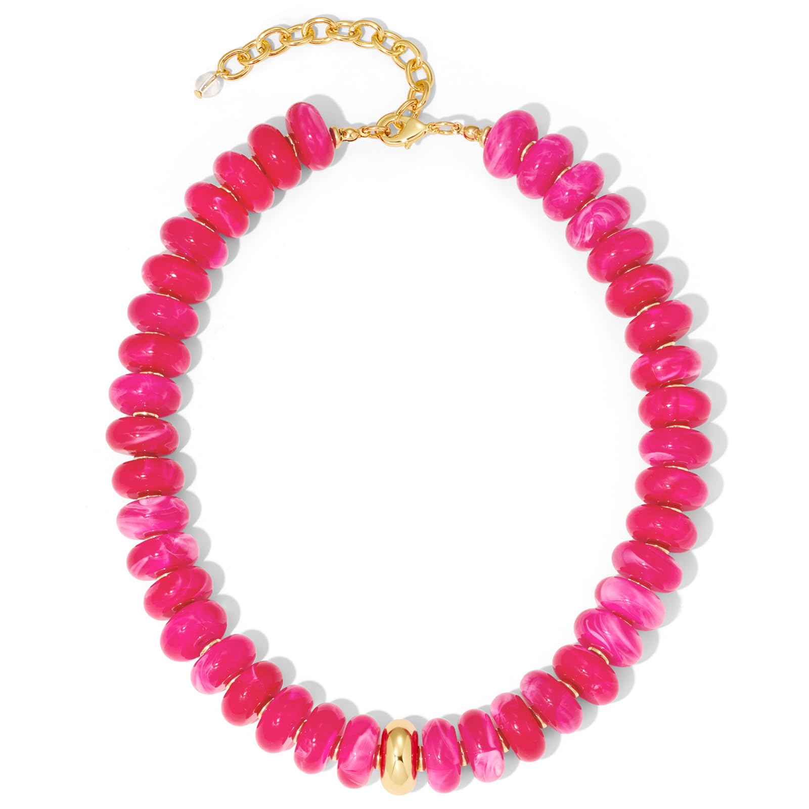 FAUTHENTICUTE Mothers Day Gifts Chunky Beaded Choker Necklace for Women Statement Necklace with Gold Accent Adjustable Beach Summer Jewelry Trendy Boho Necklaces in Multiple Colors y2k Jewelry — view 11