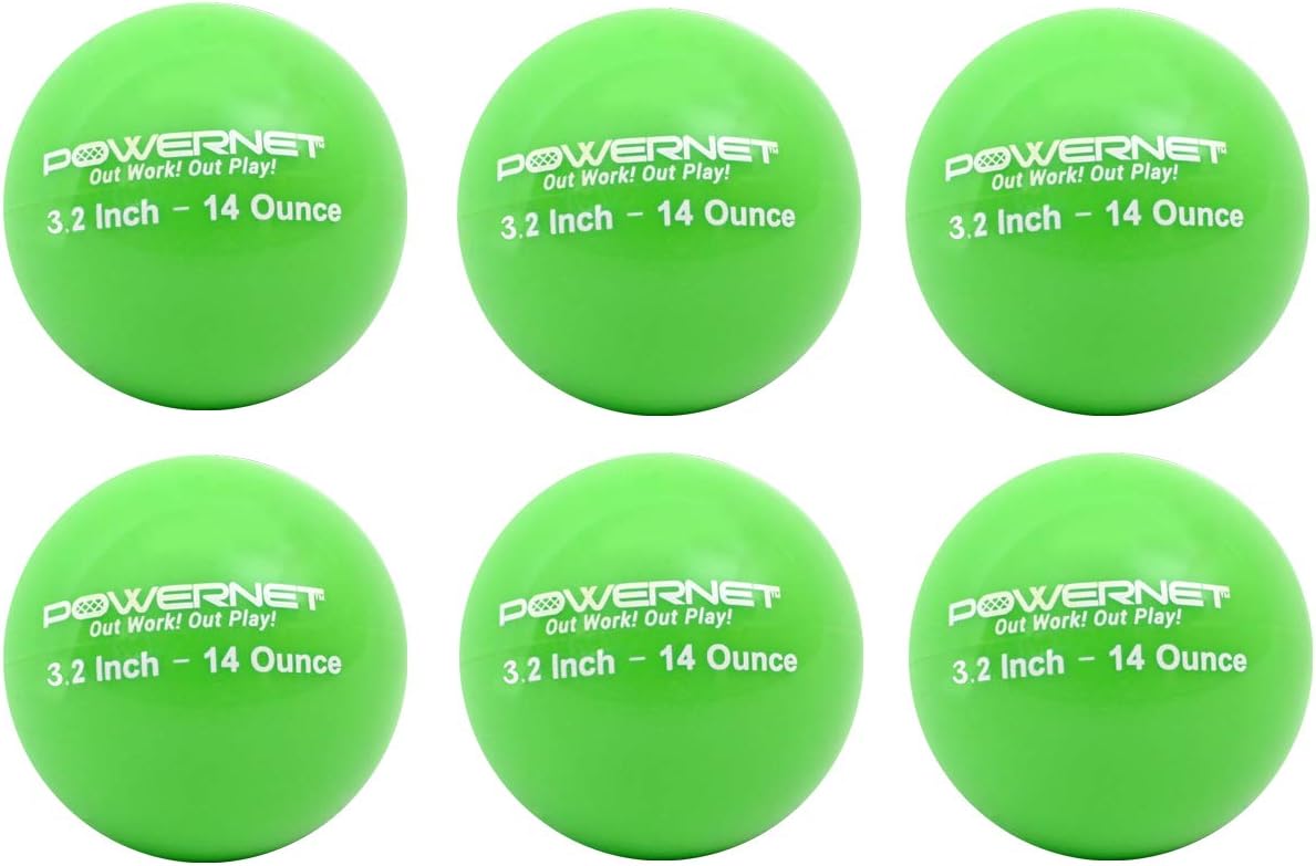 PowerNet 3.2" Weighted Hitting Batting Training Balls (6 Pack) | 14 Green | Build Strength and Muscle | Improve Technique and Form | Softball Size | Enhance Hand-Eye Coordination : Sports & Outdoors