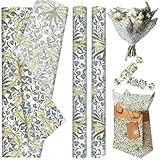 50 Blatt Vintage Blumen Seidenpapier Elegantes Botanisches Blumen Geschenkpapier Geschenkbeutel Bastelverpackung Rot Grün Verpackung für Hochzeit Geburtstag Feiertag Brautparty