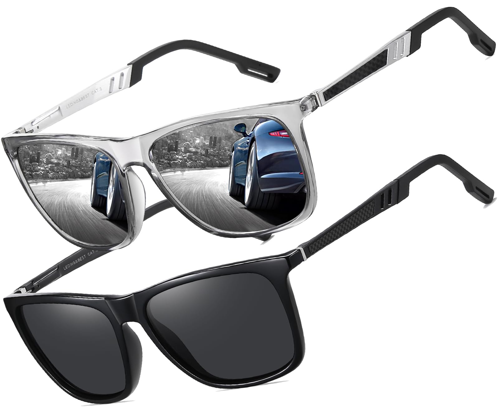 LEDING&BEST Polarised Sunglasses Men Women Driving Cycling Fishing Climbing Anti-Glare UV400 Protection TR90 Unbreakable Frame Sports Travel Sun Glasses