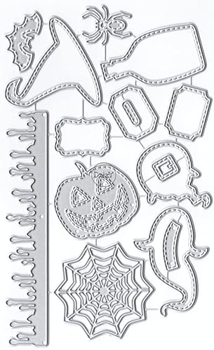 DzIxY Troqueles de corte de metal de calabaza fantasma de Halloween para hacer tarjetas, juegos de troqueles de papel para grabar, álbum, plantillas