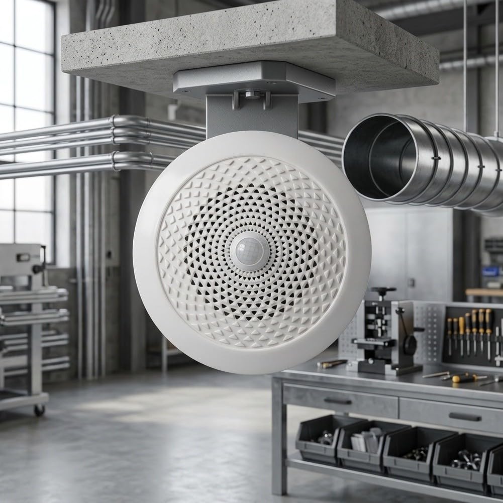 Montaggio a soffitto sensore di movimento allarme altoparlante 5W | Tecnologia PIR, raggio di rilevamento di 5 m, risposta rapida, rilevamento affidabile, allarme personale