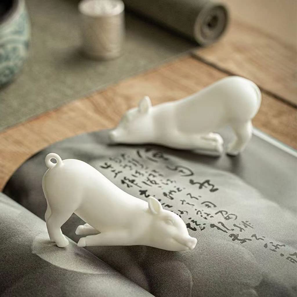 Amazon.co.jp: 眠くたまらない 白い豚 置物 オブジェ 動物 おしゃれ