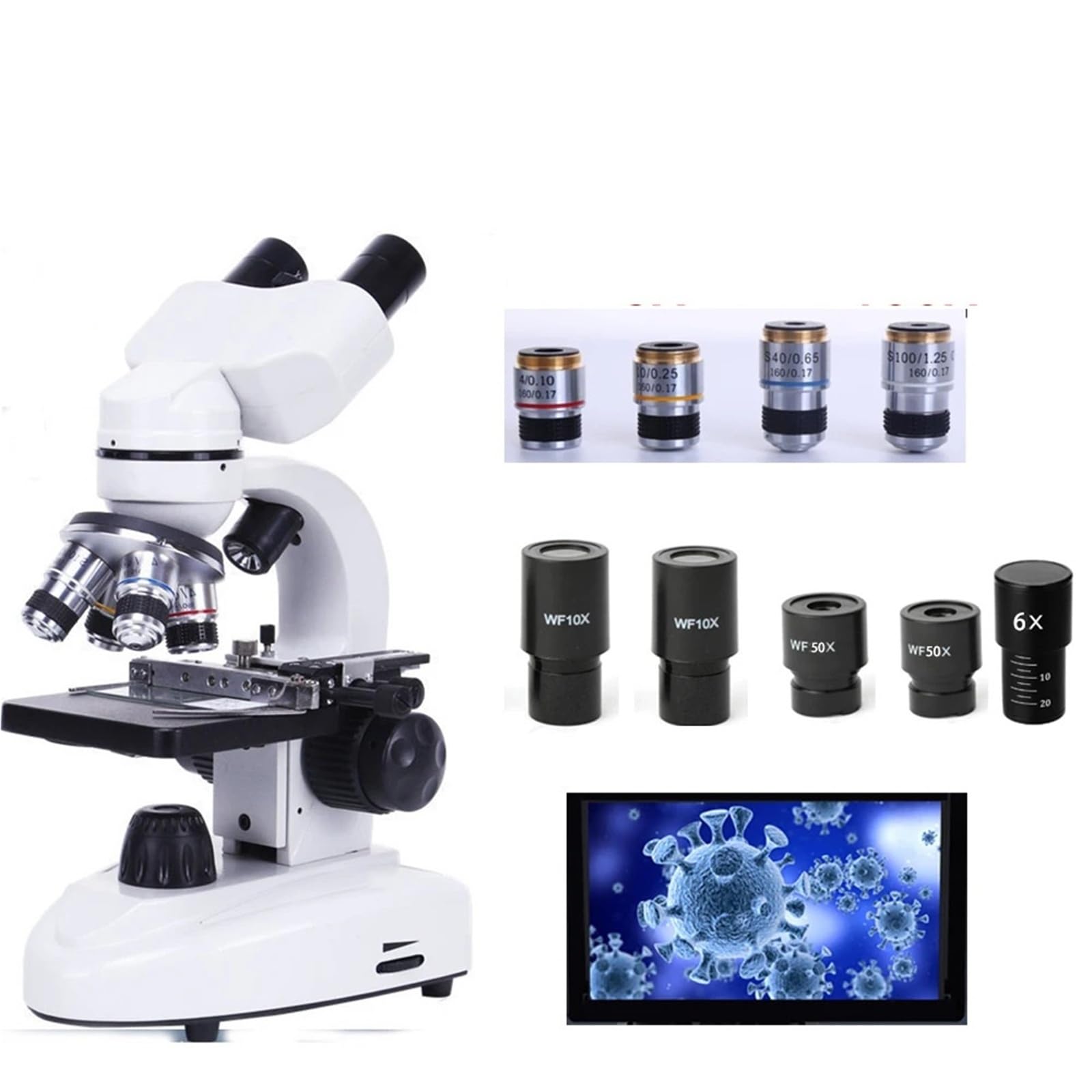 Microscopio Estereoscópico, Telescopio compuesto digital de laboratorio biológico HD 30000X con oculares campo amplio 10X y 50X for