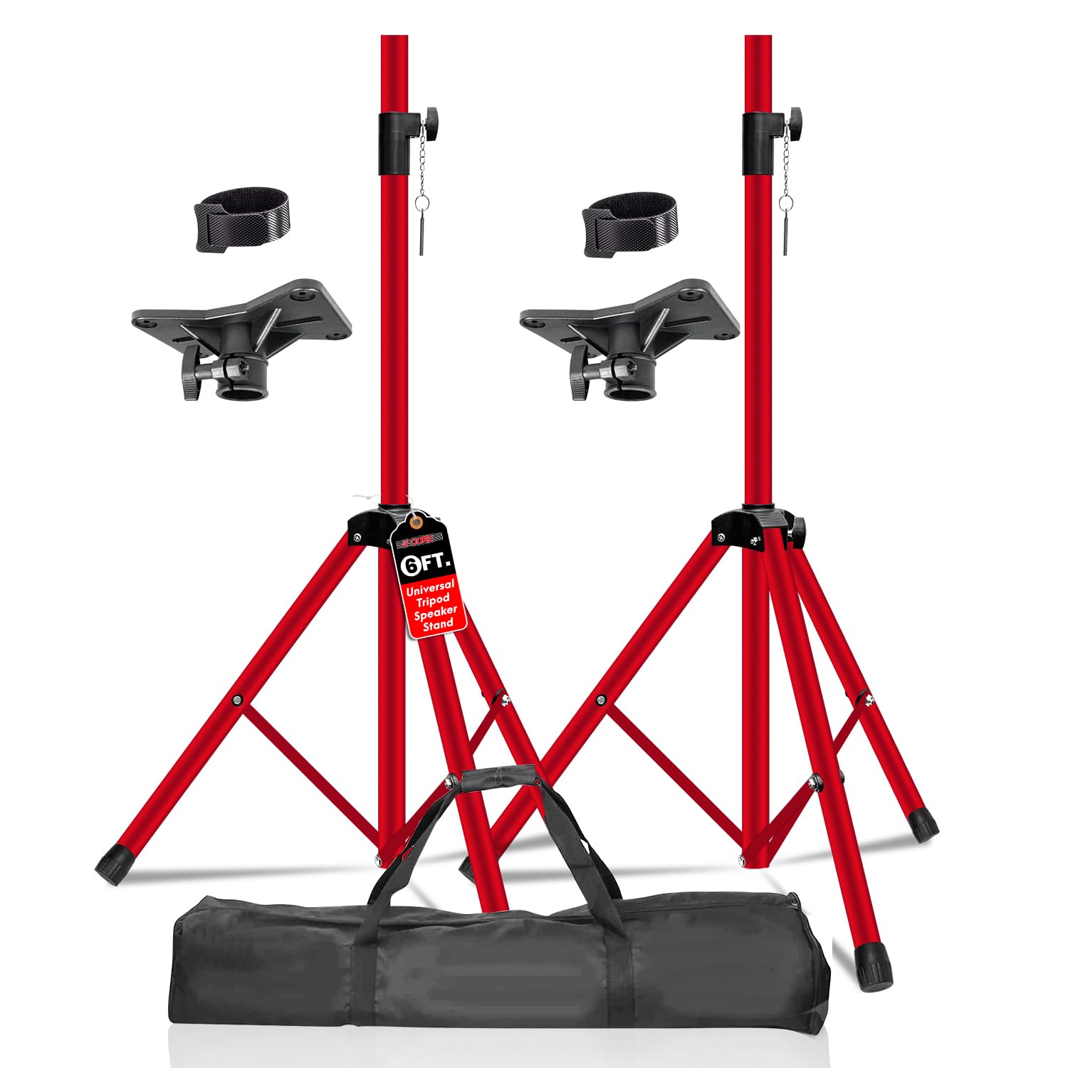 5 Core Speaker Stand Pair Universal Mount Steel Construction 132 Lb Capacity Stable Tripod w/Adjustable Height 72” w 35mm Compatible Insert Metal