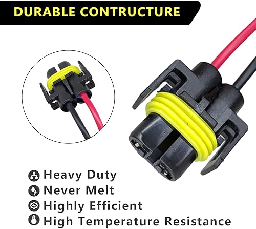 Miniatura 6 de DWLJX913BL-2PS - 2 conectores de cable para faros delanteros H11, enchufes de arnés de cableado de extensión con cables, adaptador de coleta