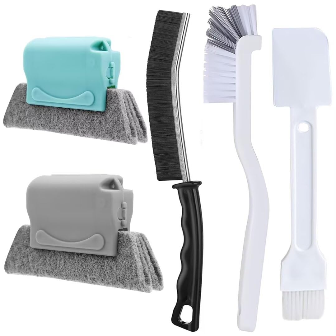 Xemnys Set di spazzole per la pulizia profonda delle fessure, kit di strumenti per la pulizia delle fessure per piccoli spazi, porte scorrevoli, persiane, condizionatore d'aria, bagno/doccia,