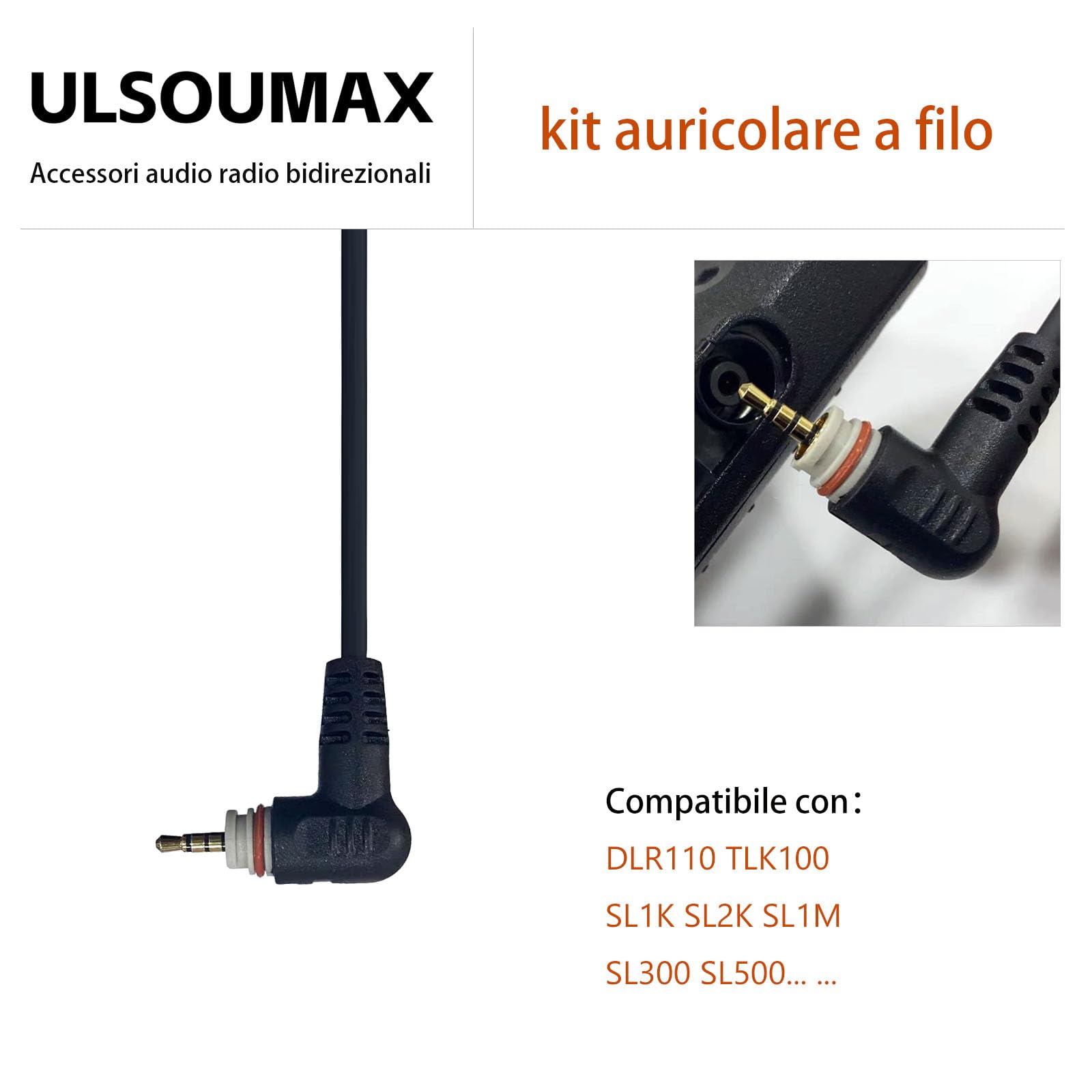 tubo acustico ad aria auricolare di vigilanza compatibile con Motorola SL300 SL1600 SL2600 SL4000 SL7550 DLR110 SL1K SL1M radio portatile, cuffia acustica auricolare con pulsante PTT mic