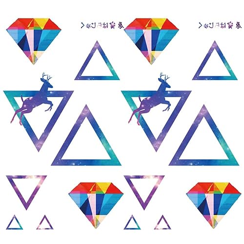 Miniatura 7 de 2 hojas impermeables pequeñas lindas falsas cuello de mano tatuajes temporales pegatinas minimalistas formas geométricas triángulo negro