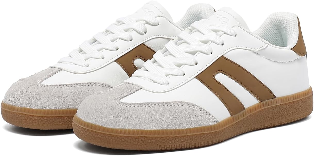 Women's Retro Gum Sole Fashion Sneakers-Lace Detail Casual Retro Walking Shoes-Gum Sole Casual Tennis-Anti Slip Trainers - Image 5