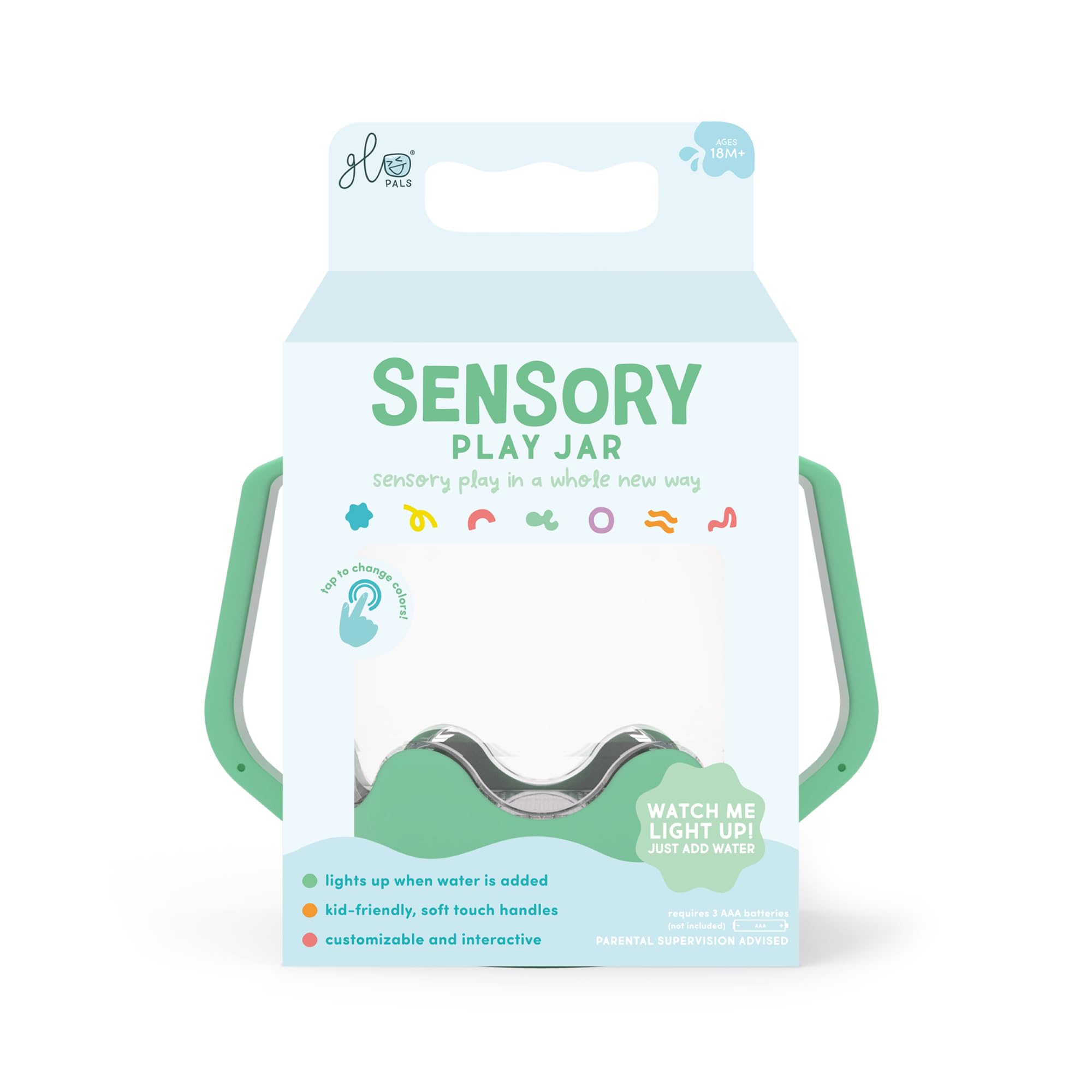 Glo Pals Sensory Play Jar. Children's Water Activated Light-up Sensory Toy. Easy Grip Handles. Child-proof Locking Lid. Therapy Stress Relief Toy Suitable for Boys & Girls 18 months + (Teal) โ image 1