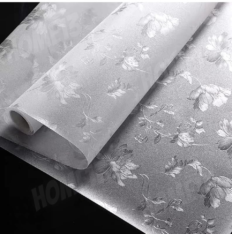 Image of 3D Decorative Glass Film Window Film for Glass Film for Windows Privacy - Frosted Flowers |16 X 84 Inchs