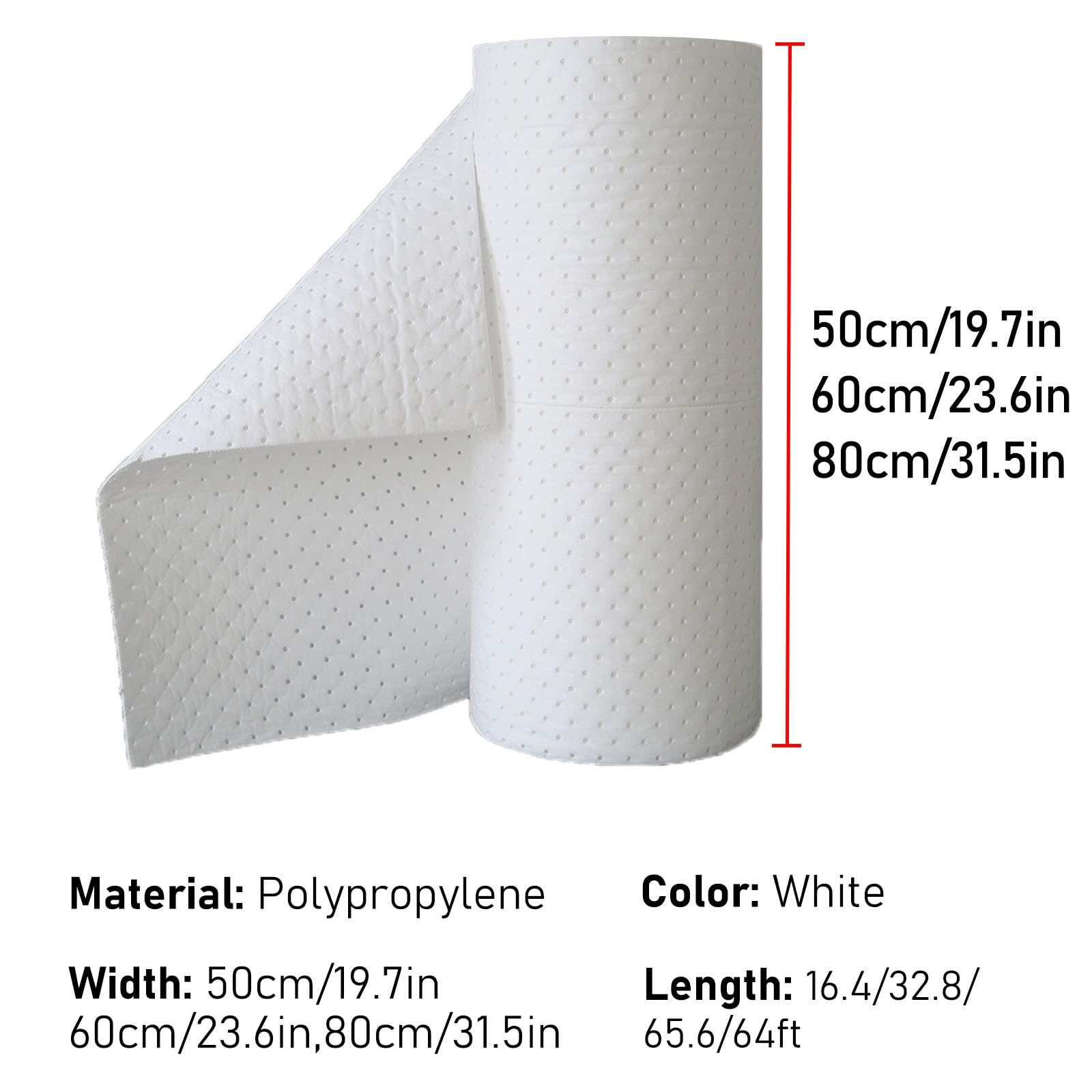 Almohadillas absorbentes de Aceite Almohadillas absorbentes de Aceite, tapete Absorbente de Grasa para contención Marina, Rollo para derrames de Combustible diésel(W 80cm/31.5in,L 10m/393.7in/32.8)
