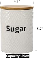 Vista 2 de Peohud Juego de 3 recipientes de cerámica para cocina, tarros herméticos de almacenamiento de alimentos de 29 onzas con tapas de bambú, juego