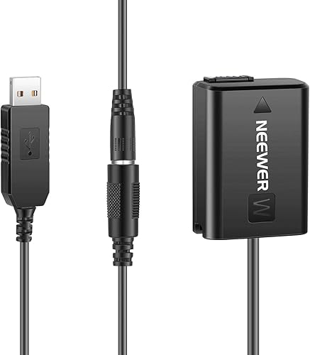 Neewer Adaptador de corriente de repuesto para batería ficticia NP-FW50 con cable USB compatible con Sony A7 A7R A7S A7II A7RII A7SII A6500 A6400