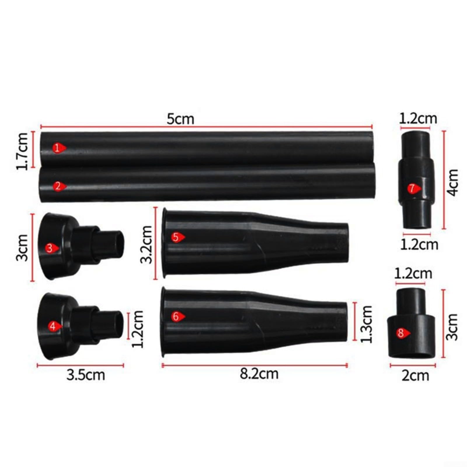 HpLive Set di 8 ugelli per pozzi in plastica per laghetti da giardino e acquari, altezza regolabile con adattatori per pompe dell'acqua, 4 forme di ugello per diversi giochi d'acqua, nero