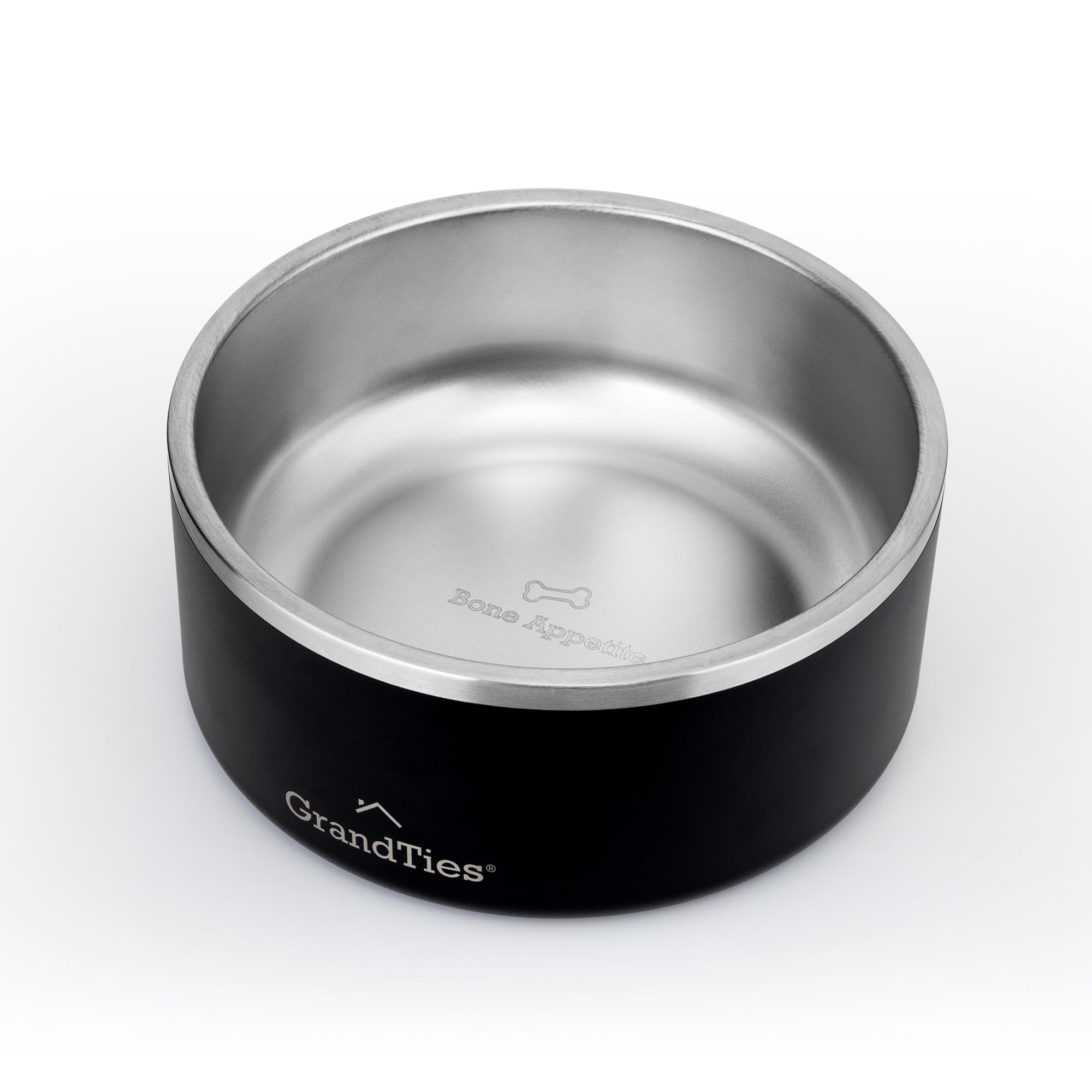 GrandTies Stainless Steel Dog Bowl, Midnight Black, 64 Ounce
