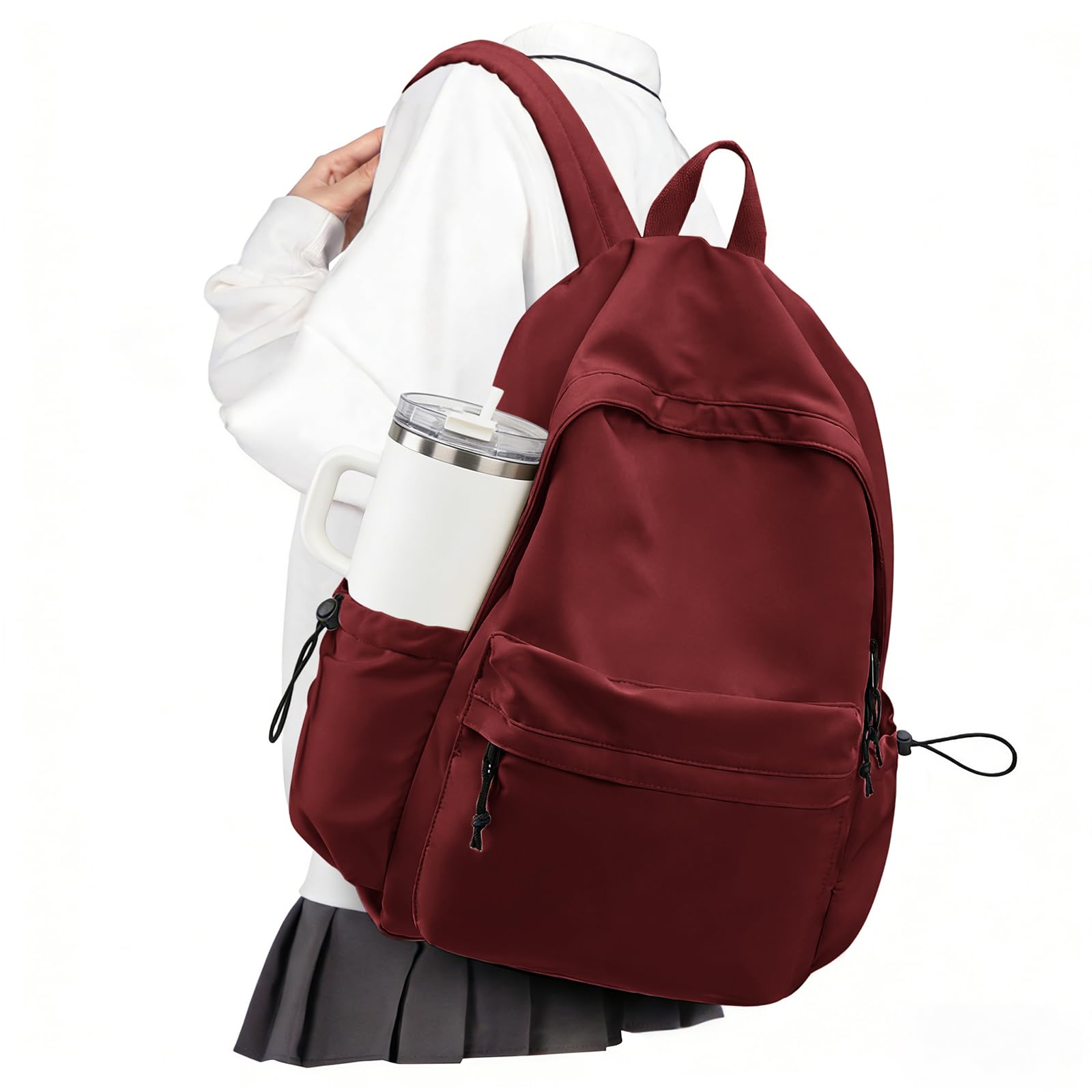 VECAVE School Backpack Red Waterproof Bookbag Casual Lightweight Travel Rucksack Daypack Backpacks for Men Women College High School Bags backpack for