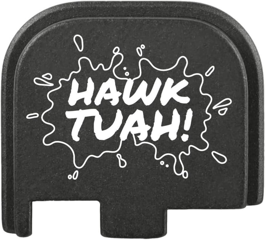 NDZ Performance Hawk Tuah Slide Cover Plate for Glock Gen 1/2/3/4/5 17 17L 19 19X 20 21 22 23 24 26 27 29 30 31 32 33 34 35 36 37 38 39 40 41 43 43X 45 47 48 in 9mm 10mm .40 .357 .45, Black Aluminum