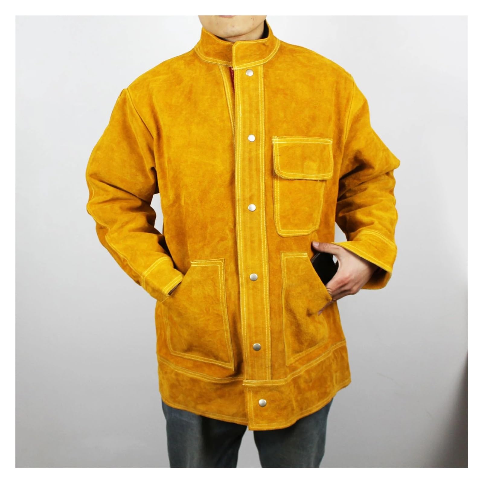 Chaqueta de Soldadura de Verano Camisas Ropa de Cuero Resistente al Fuego(XXXL)