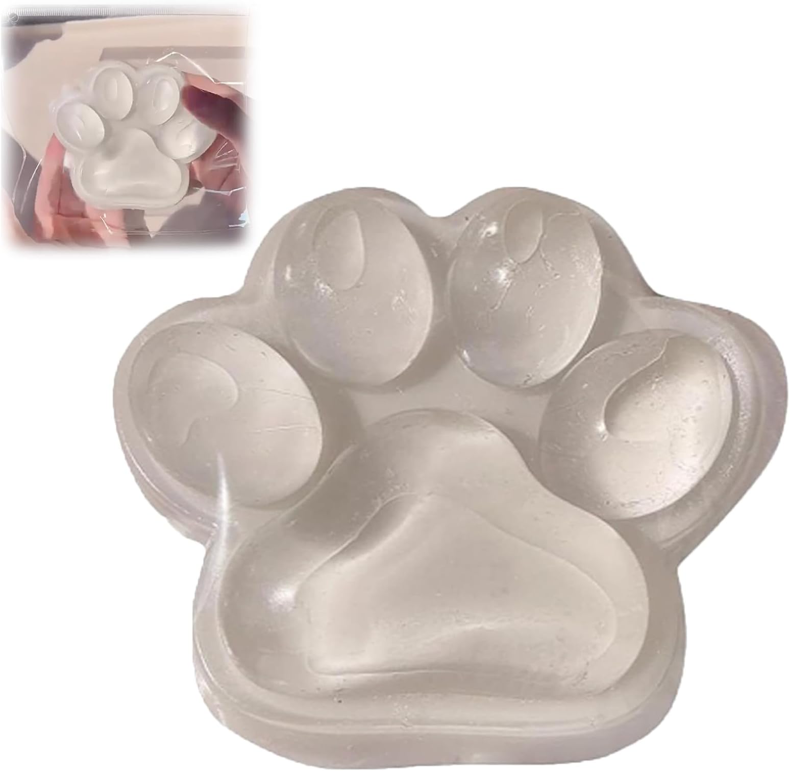 Large Cat Paw Squishy Toy,Handmade Squishy Big Cat Paw Silicone Squeeze Toys,Clear Cat Paw Squeeze Toys,Soft Resilience Squishy Toys (A)