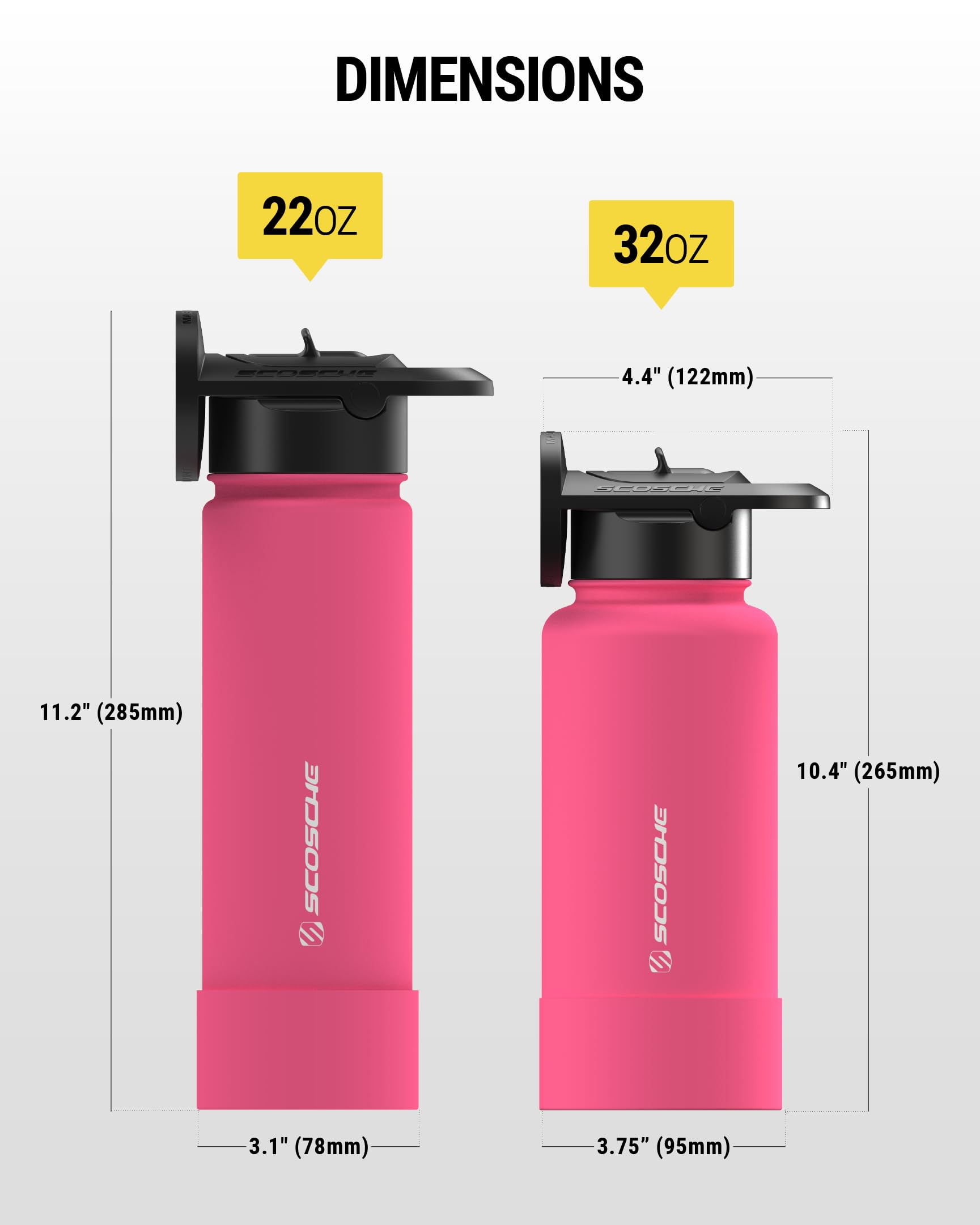 Scosche MFMS22 MagicMount - Borraccia in acciaio inox con supporto per telefono MagSafe, borraccia termica per caldo 12 ore e freddo 24 ore, con supporto magnetico per telefono, per palestra, auto