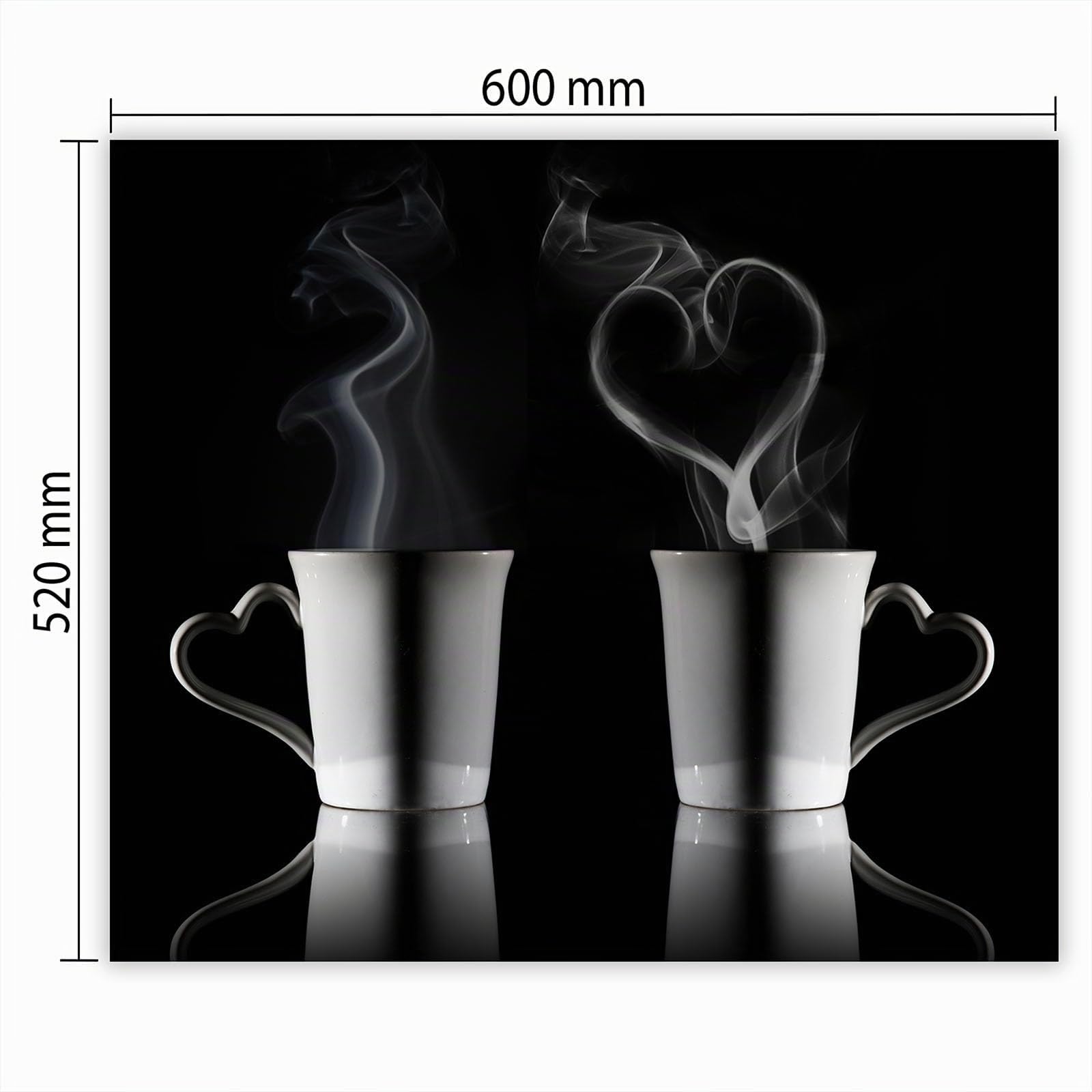 Protection plaque de cuisson, vitrocéramique, verre trempé, pour cuisinières électrique, à induction,planche à découper 60x52 cm une pièce motif "Café" noir