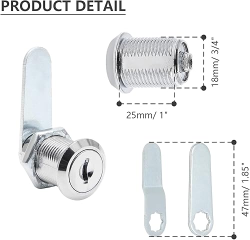 Miniatura 3 de Uenhoy Paquete de 6 cerraduras de leva para gabinete con llave similar, juego de cerradura de leva de 1 pulgada (0.984 in) para armarios, cajones,