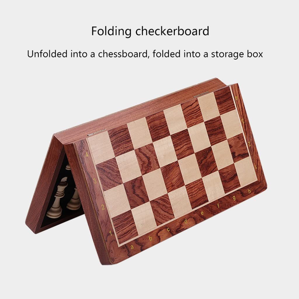 ZAW Schach Hölzerne faltende Schach Tragbare Reiseschach-Spielbrett Set 2 Extra Queens for Anfänger und Erwachsene Chess (Größe : 39cm)