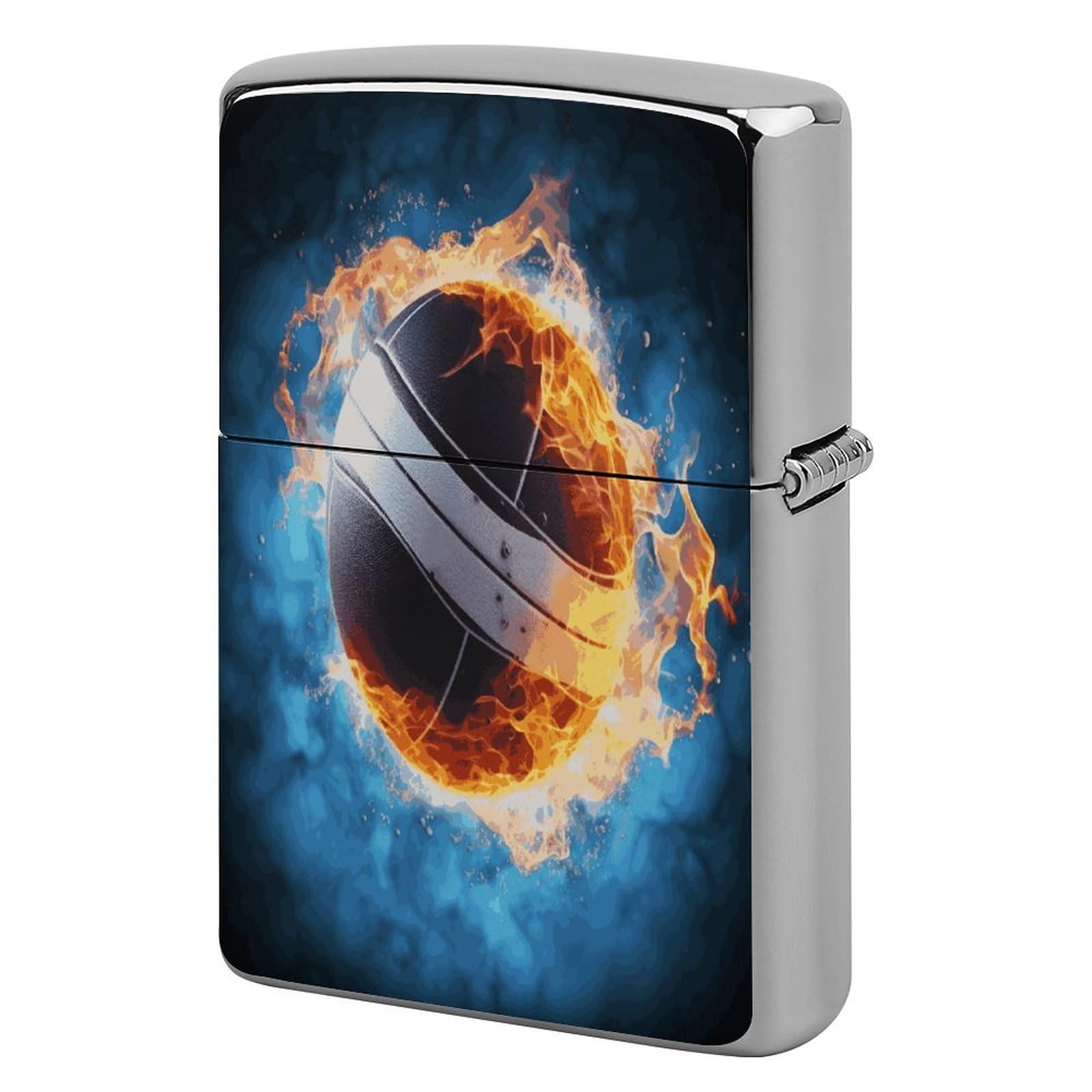 Btcowzrv Style Ice And Fire Volleyball Metal Lighter Case Sleeve Cover Holder