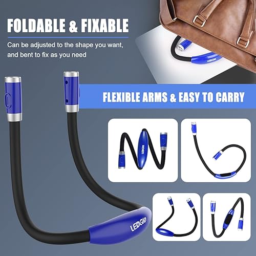Miniatura 4 de Ledgle Luz LED para libros recargable 5luces LED con clip de enganche para lectura luz para viajes iluminación de tareas 375 lux 2niveles de brillo