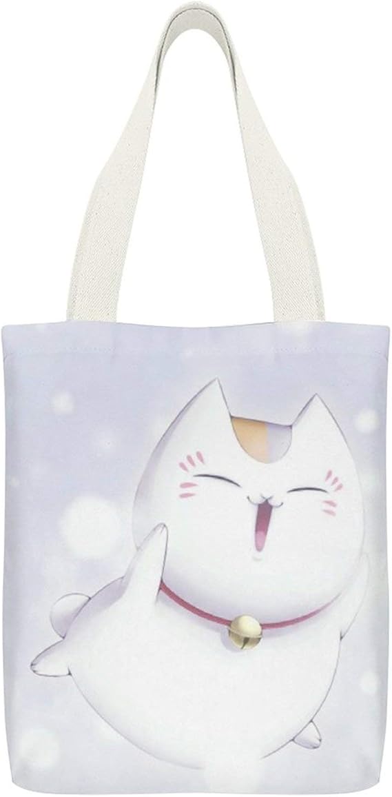 Amazon Tesany 夏目友人帳 ニャンコ先生 トートバッグ レディース キャンバス 帆布バッグ ショルダー ハンドバッグ 大容量 サイズ 32 38cm オシャレ 人気 ファッション メンズ エコバッグ 買い物バッグ お出かけ ショッピング 通勤 通学 学生 かわいい アニメ どうが